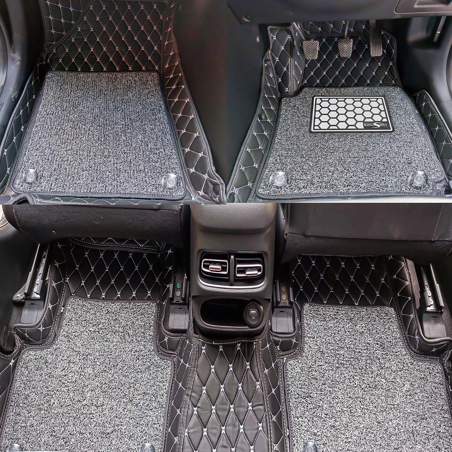 KINGSWAY® Seal 7D Car Mat for (Year 2024 Onwards), Compatible with BYD Seal Car Floor Mats, Complete Set of 3 Pieces, Top-Notch PU Leatherette 7D Foot Mats, Washable, Black