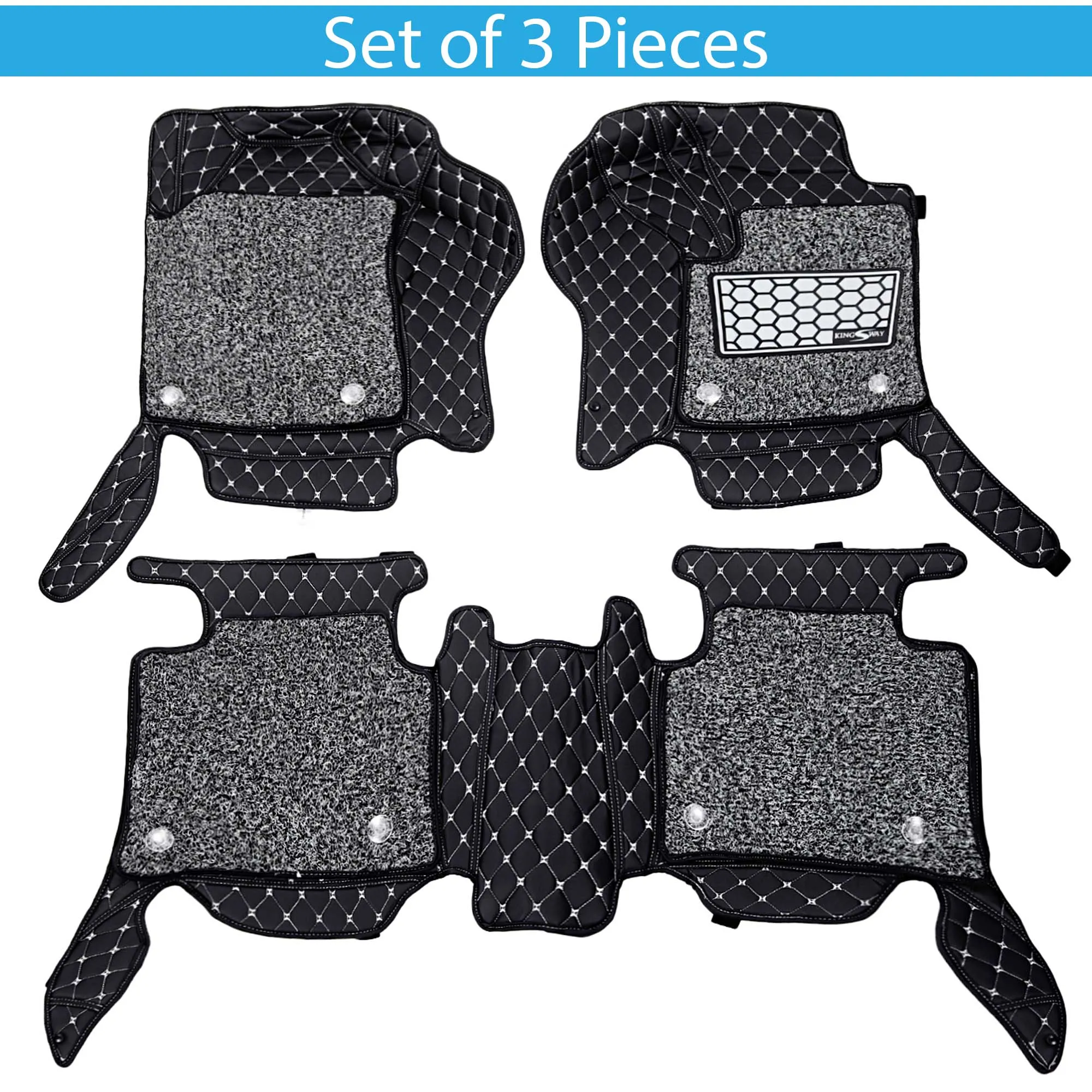 KINGSWAY® Seal 7D Car Mat for (Year 2024 Onwards), Compatible with BYD Seal Car Floor Mats, Complete Set of 3 Pieces, Top-Notch PU Leatherette 7D Foot Mats, Washable, Black